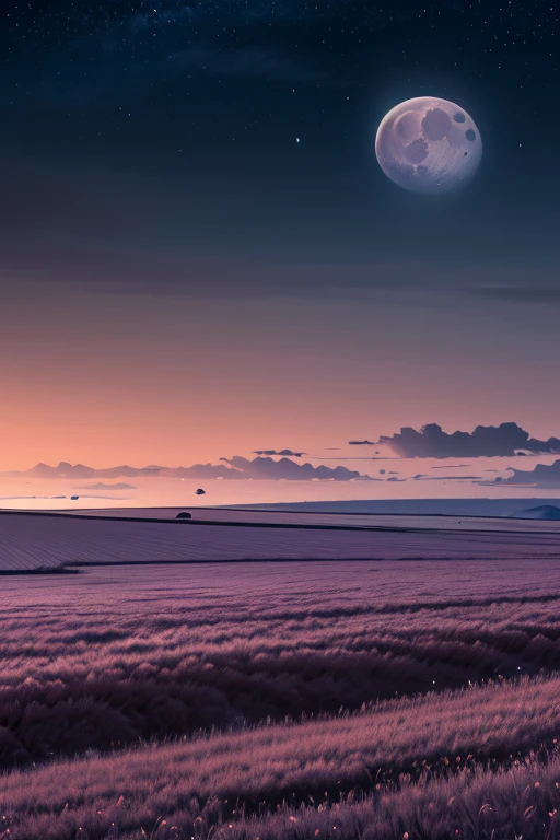 anime landscape scene of a sky with full moon on a plain, cena linda e harmoniosa, Exquisite animation, detalhes ricos (width is 672), alta qualidade, clareza 4k, Artistic Wallpaper 4k, paisagem deslumbrante de anime, papel de parede de arte 8k.