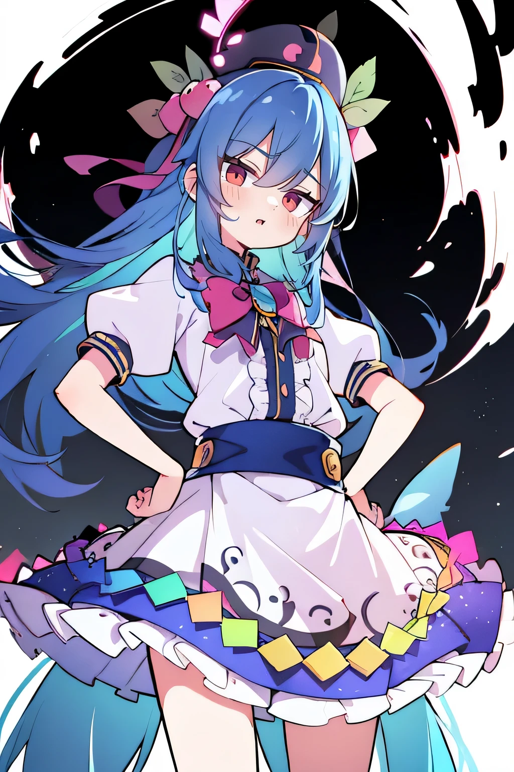 (masterpiece),best quality, expressive eyes, perfect face, 1girl,
Put your hands on your waist,fair, Gorgeous,Japanese cartoons,girl,lola,Hina Angel, blue hair, blue haired, floating clothes,Grab your waist, Grab your waist, hands on hips , hands on hips,sit, sit on ground, Legs on the ground, flat chest,starry sky,Pink eyes,