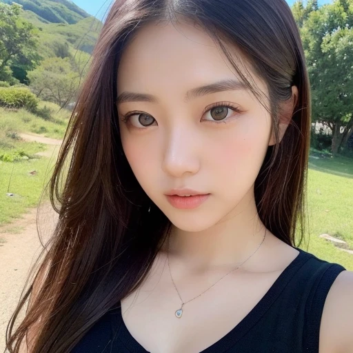 (highest quality, Realistic photos, Raw photo, 16k), (((A beautiful Japanese girl who will charm you,))) ((She is very attractive、In the middle of a beautiful landscape, I send my best love to you., Staring at me with a loving gaze, I want to make you fall in love with me、Express that emotion with your whole body.,)) (((The best moments to charm you, A very beautiful scene,))) ((Focus on the eyes,)) (SFW:1.5,)