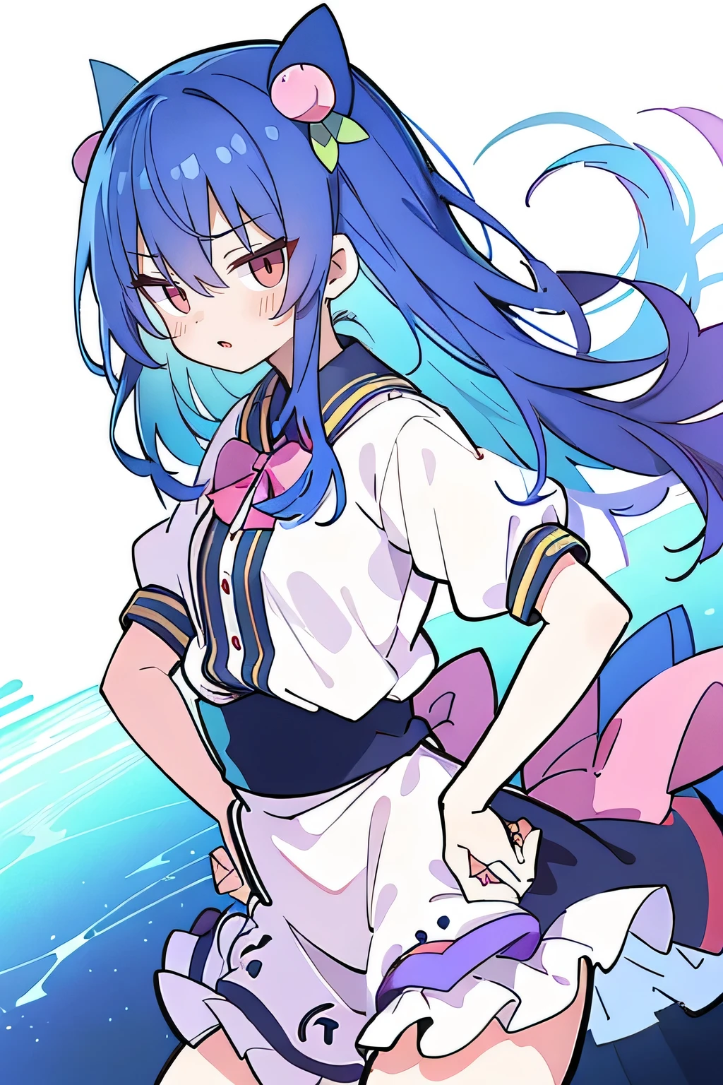 (masterpiece),best quality, expressive eyes, perfect face, 1girl,
Put your hands on your waist,fair, Gorgeous,Japanese cartoons,girl,lola,Hina Angel, blue hair, blue haired, floating clothes,Grab your waist, Grab your waist, hands on hips , hands on hips,sit, sit on ground, Legs on the ground, flat chest,starry sky,Pink eyes,