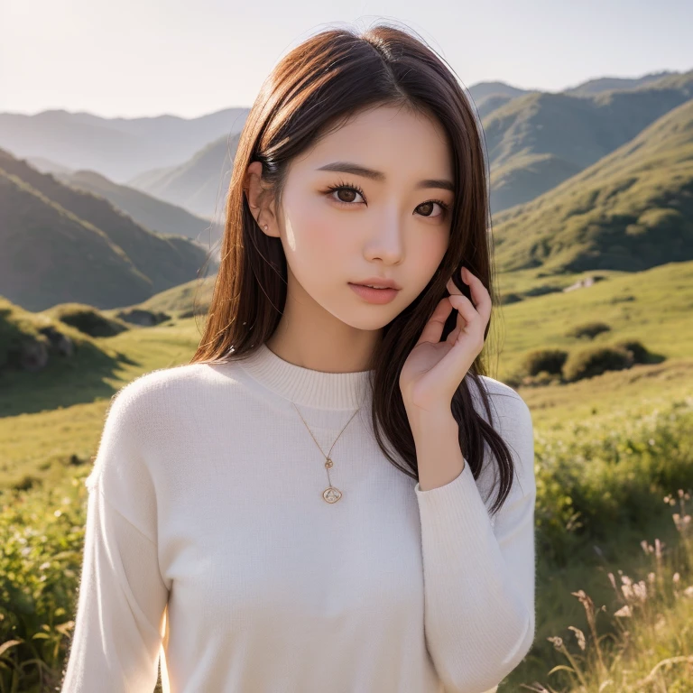 (highest quality, Realistic photos, Raw photo, 16k), (((A beautiful Japanese girl who will charm you,))) ((She is very attractive、In the middle of a beautiful landscape, I send my best love to you., Staring at me with a loving gaze, I want to make you fall in love with me、Express that emotion with your whole body.,)) (((The best moments to charm you, A very beautiful scene,))) ((Focus on the eyes,)) (SFW:1.5,)