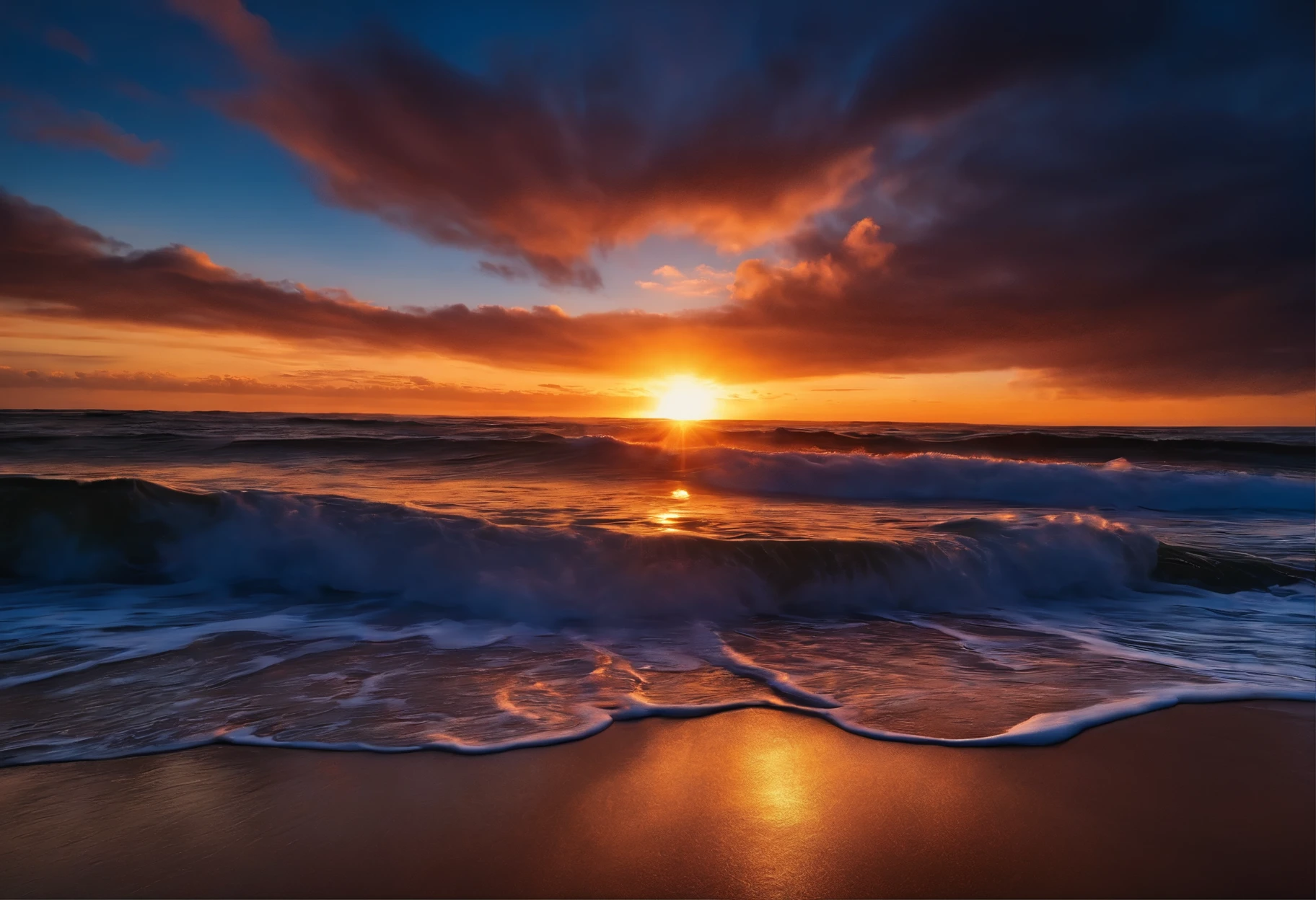 Waves sunset