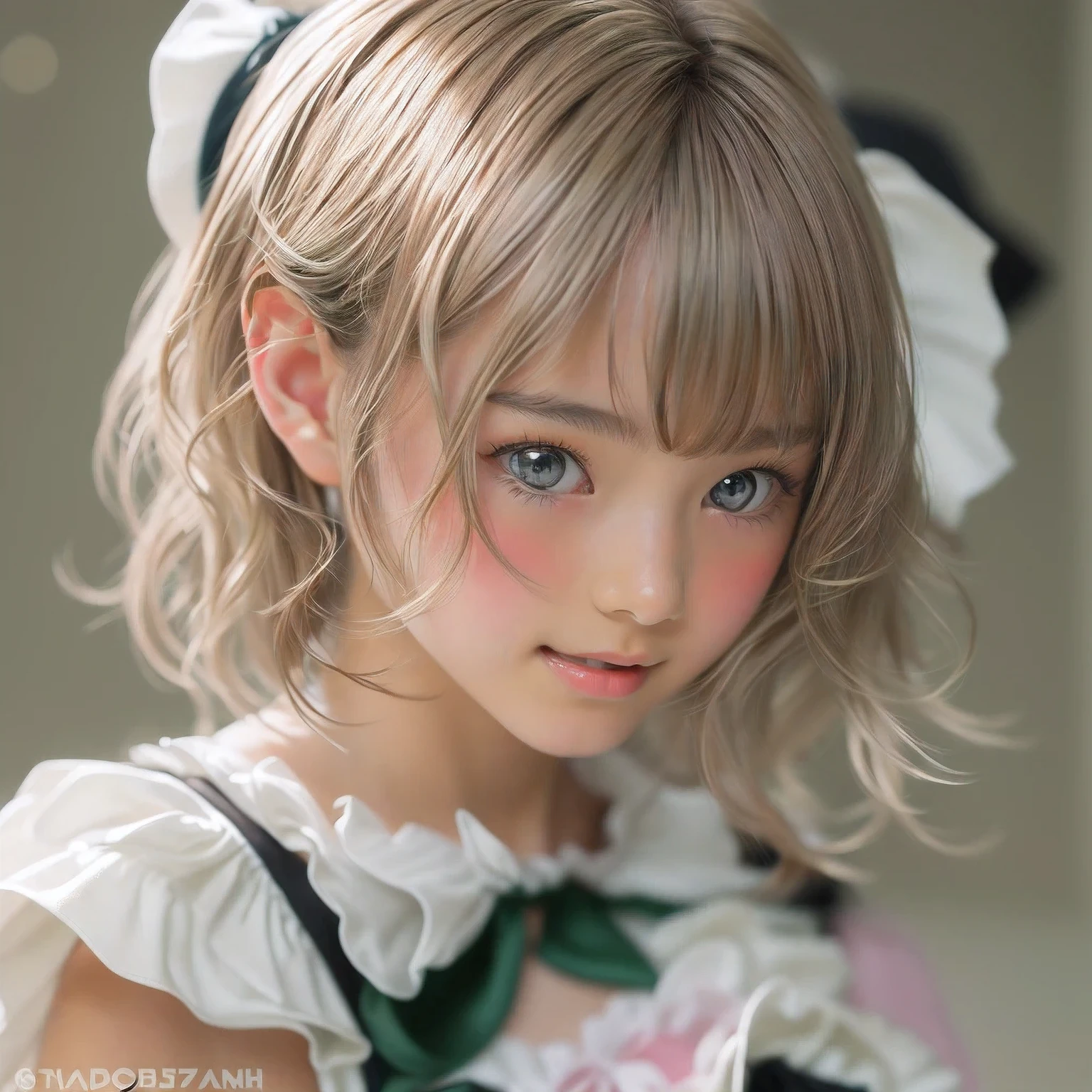 ((sfw:1.4)), ((sfw, extra short hair, sidelocks-hair, 1Girl)), Ultra High Resolution, (Realistic:1.4), RAW Photo, Best Quality, (Photorealistic), Focus, Soft Light, (()), ((Japanese)), (( (young face))), (surface), (depth of field), masterpiece, (realistic), wearing highly detailed (( maid clothes with frills and ribbon)), bangs, ((1 girl)),.(smile)