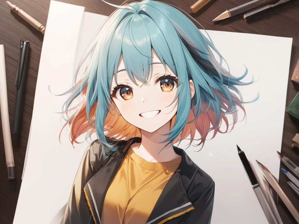 (masterpiece:1.2), (best quality),(ultra detailed),(extremely detailed),(absolutely resolution) ,absurdres,8k,
BREAK, 1girl, solo, gradation hair, messy hair, grin,