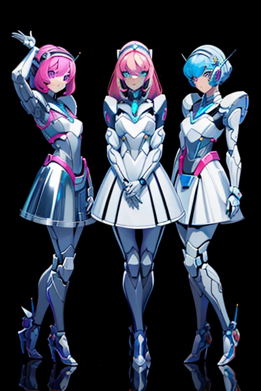 Many girls transformed into robots,
whole body mechanics,
Only the faces of all of them remain human.,
Their face is cute and beautiful,
They all have different hair colors and hairstyles.,
Everyone's entire body is mechanical and made of metal.,
Everyone's whole body is mechanical and metallic, and they're all different colors.,
Not all body shapes are the same,
Everyone has different foot shapes,
They all have height differences,
The bodies bear little resemblance to each other,
All standing together,
Everyone smiles at the master,
Group Selfie,
full body shot,
Looks like a whole body,
wear clear princess dress,
retina,
table top, Accurate, anatomically correct, advanced details, highest quality, High resolution