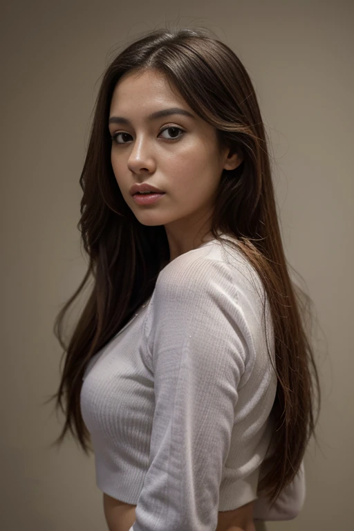 there is a woman with long hair posing for a photo, Violeta Myers, cindy avelino, mulher com longos cabelos pretos, Alanis Guillen, lindo rosto latina, profile picture with headshot, lorena avarez, jovem com longos cabelos escuros, basia tran, ayahausca, Retrato de Sophie Mudd, usando uma gargantilha nativa americana