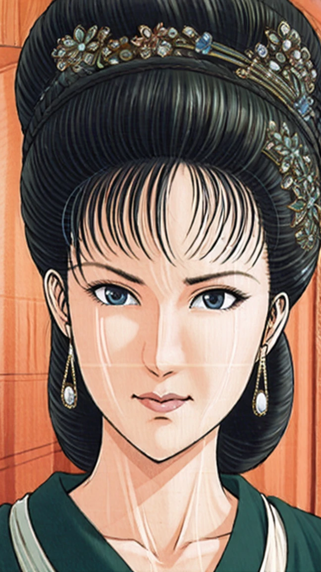 (best quality), (very aesthetic), (ultra-detailed), (best illustration),NSFW,a mature female,Perfect Face,Suikoden,Mrs. Lin,(full_nude),(full_body),big breast,big nipple,red cheek,He is looking down shyly,Sweating,skinny, Undressing,chinese traditional style bed,