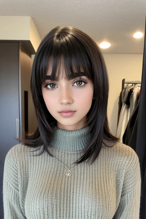 1 garota em, 19 anos, Sozinho, Cabelo longo, Colossal , olhando para o espectador, cabelo loiro, Ombros nus, olhos castanhos, joia, corpo todo, um colar, fora dos ombros, Sweaters, realista, Uma sexy