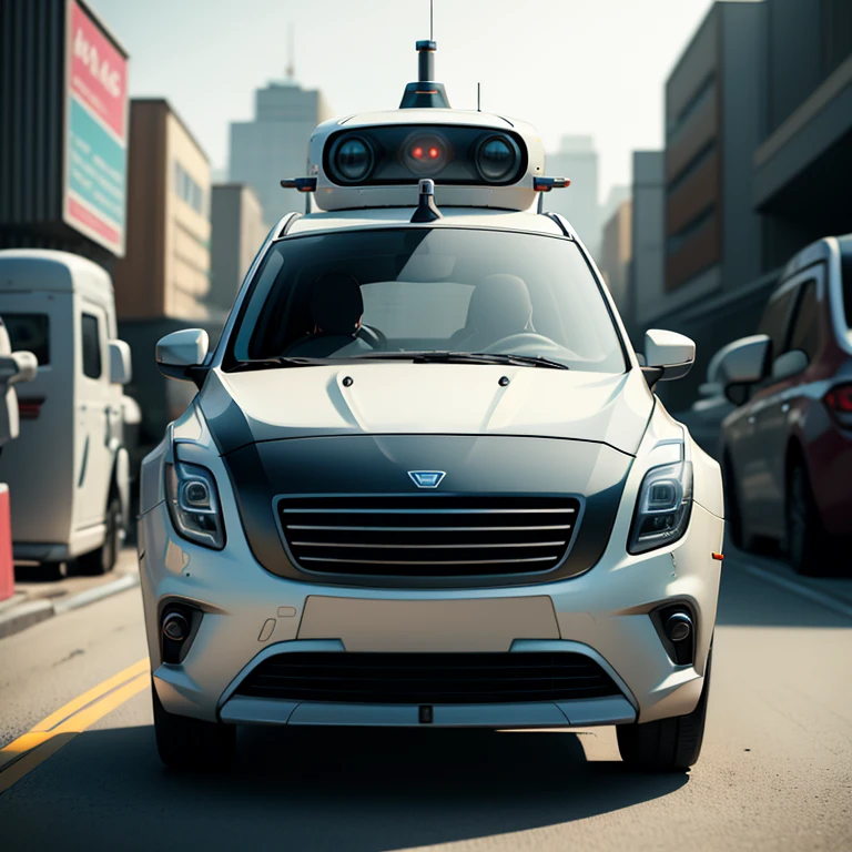 A lot of anthropomorphized AI self-driving cars, All are cute and pretty, full body shot