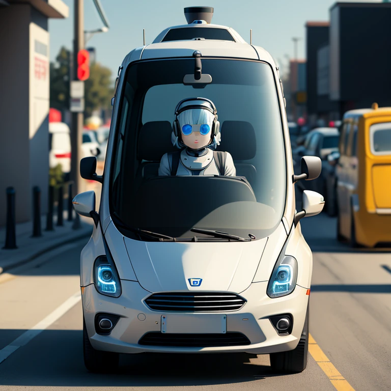 A lot of anthropomorphized AI self-driving cars, All are cute and pretty, full body shot