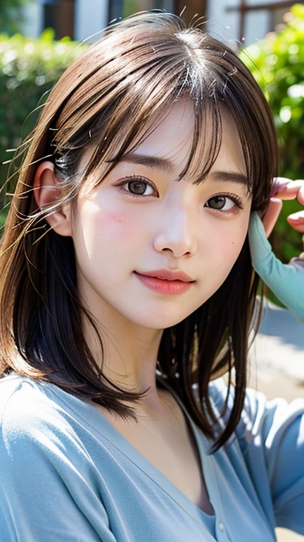 With the alleys of Kyoto in the background、18-year-old girl、independent、look forward to、Light eye makeup、Brown Hair Color、flat 、Hair blowing in the wind、quality of actress、Shiny, Ultra-realistic faces、smileの表情、Watery eye、look up、Calming lighting effects、 Ultra-Realistic Capture、Very detailed、High resolution 16K human skin closeup。Skin texture must be natural、Must be so detailed that pores are visible、skin is healthy、Must be even tone、Use natural light and color、High quality photos taken by a modeling agency&#39;Exclusive photographer、smile