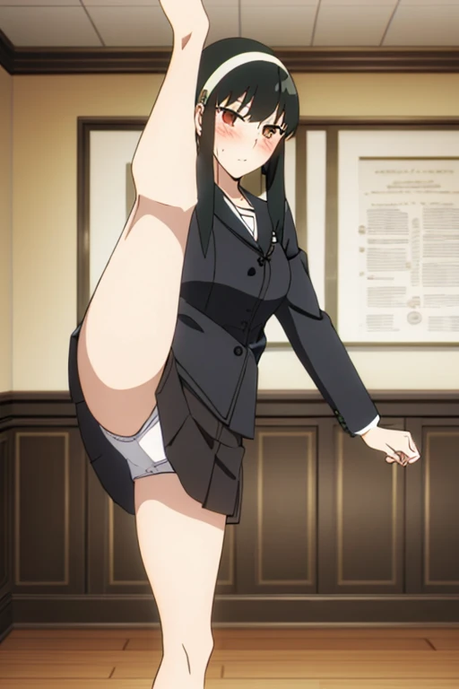 Browsing Caution,(masterpiece, highest quality: 1.2), alone, 1 girl, alone, panties,,black,Sailor suit,blazer,spread legs,((Skirt flip)),(((panties))),your heather, かなりEmbarrassing,blush, View audience, Long black hair, head band, Earrings, Big Breasts, Medium Waist, Medium Hips, wide thighs, Embarrassing, charm, Good move..., Excellent anatomy,panties,classroom,,Sailor suit,blazer,pussy juice stain,