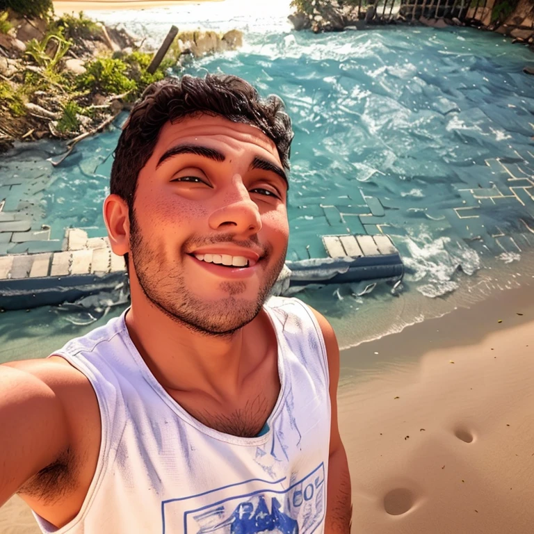 Homem Arafed sentado em um cais sorrindo, uma foto de Niko Henrichon, obturador, belas Artes, Um homem sentado em um cais, homem atraente, Homem de 28 anos em um veleiro, homem atraente, use uma camisa de linho, Homem sorridente, jovem com short, Relaxe em um iate no mar, Homem sorridente, Caio Santos, homem de 25 anos