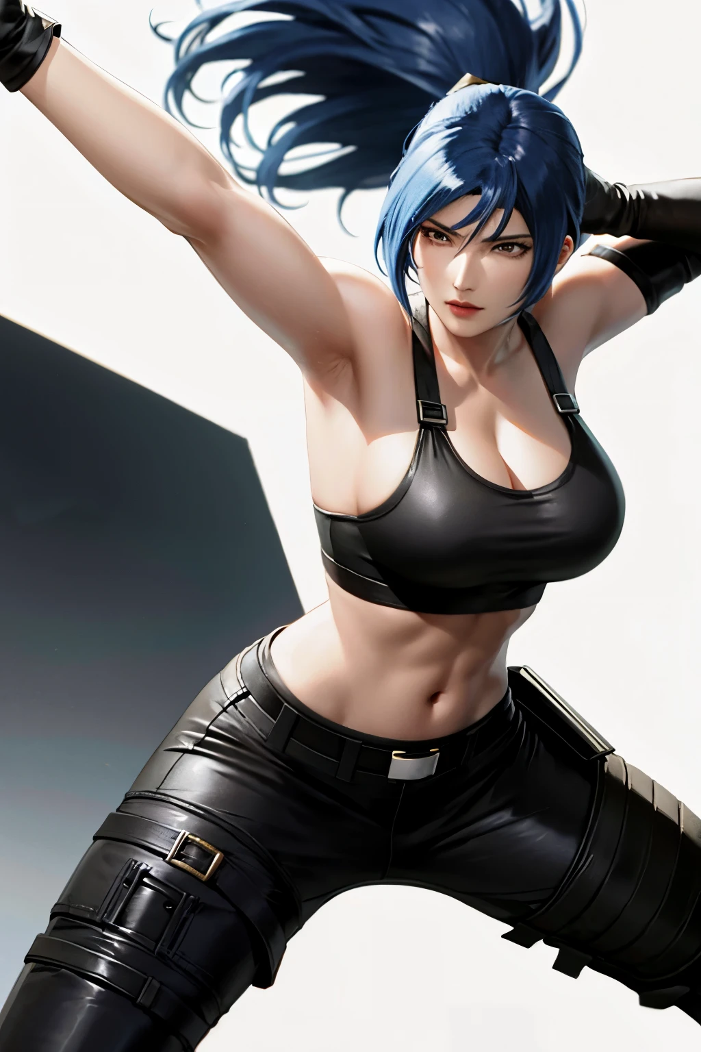 Leona heidern, the king of fighters, cabelos azuis.