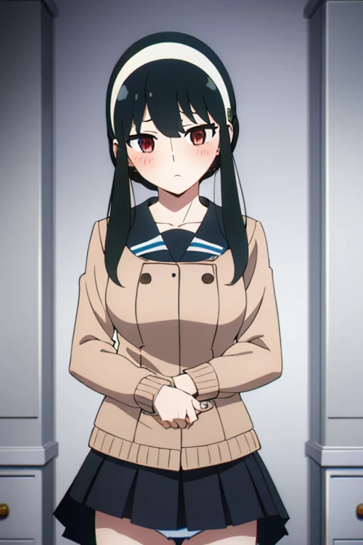Browsing Caution,(masterpiece, highest quality: 1.2), alone, 1 girl, alone, ピンクのpanties,,black,Sailor suit,blazer,spread legs,((Skirt flip)),(((panties))),your heather, かなりEmbarrassing,blush, View audience, Long black hair, head band, Earrings, Big Breasts, Medium Waist, Medium Hips, wide thighs, Embarrassing, charm, Good move..., Excellent anatomy,ピンクpanties,classroom,,Sailor suit,blazer,skirt lift,Pull up your skirt,Make it your own,skirt lift by myself,
showing panties,panties見せ,
