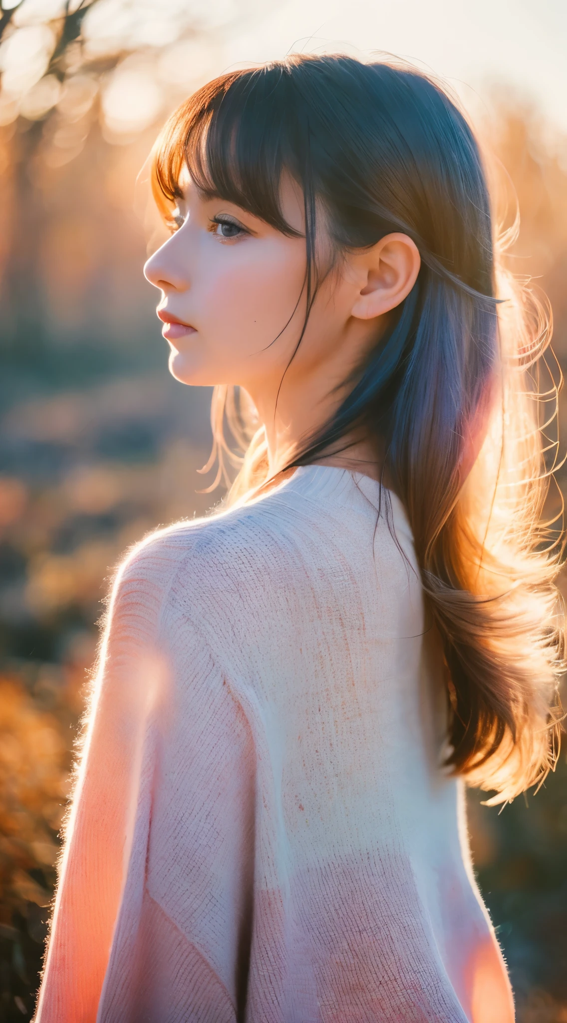 (8k, highest quality, masterpiece:1.2),(highest quality:1.0), (Ultra-high resolution:1.0), watercolor, Beautiful woman, shoulder, Hair Ribbon, Agnes Cecil, Half Body Portrait, Very bright and luminous design, pastel colour, (ink:1.3), Autumn Light,