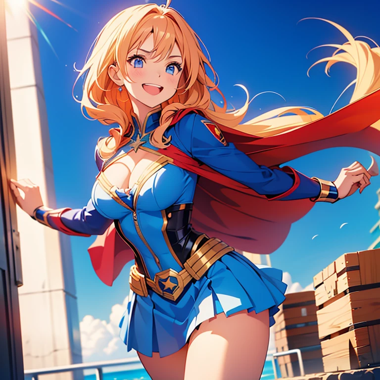 Japan's hectic beauty in Supergirl cosplay, skyscraper side