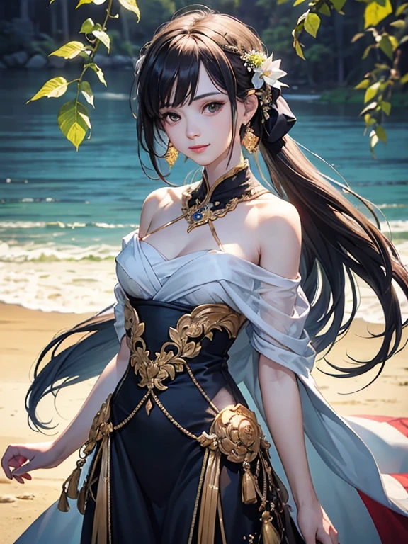 One Girl,
and a long, narrow face,At 18 years old,
Slim figure,attractive posture,Long legs,
(Off the shoulder),
Tight Fit Dress,Beautiful earrings,Double Ponytail,
shimizu,Lakeside,Scattered flowers,Great background,Great scene,
Cure beauty,Ray Tracing,Put your arms behind your back,
chest,plant,sol floral_printing,shawl,
Realistic:1.5,View your viewers,大きなchest,Tabletop,最high quality,Official Art,Highly detailed CG Unity 8k wallpaper,A wonderful cure,smile,,colorful,In detail,Intricate details,perfect face shape,high quality,sea of begonia flowers,delicate,Beautiful details,colorful,In detail,Intricate details,
8k,Highly detailed CG Unity 8k wallpaper,Ray Tracing:1,Light on the face:0.75,Realistic,Structure of the film:1.3,Accent lighting:1,delicate,Beautiful details,colorful,In detail,Intricate details,scenery,perfect face shape,high quality,Very accurate,Professional Lighting,Photon Mapping,Ray Tracing,Radio City,Physically Based Rendering,Official Art,(8k, RAW Photos, 最high quality, Tabletop:1.2),(Realistic, Photorealistic:1.37),figure,wonderful,wallpaper,(Tabletop),(最high quality),(Ultra-detailed),(超Realisticな),(Best Character Details:1.36),Nikon D750f/1.4 55mm,Dynamic Angle,Professional Lighting,Photon Mapping,Radio City,Physically Based Rendering,colorful,wonderful,Hanfu,morning glory,valley river,