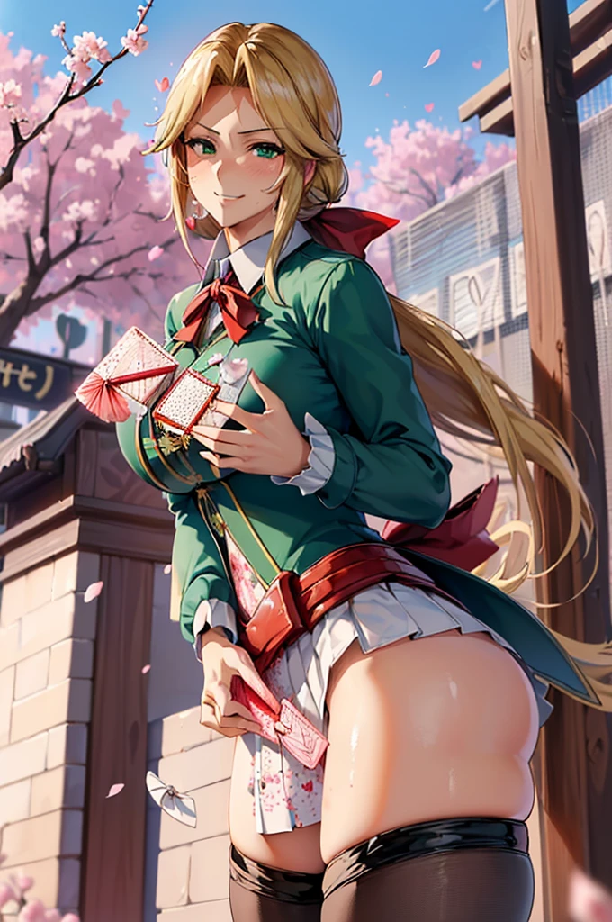 8Kんで(A sloppy smile, the face we are looking for, Mischievous face:1.9)8Kんで(((((handing over a love letter:1.9)))))((woman,Huge , (Huge breasts:1.8),Are fat,とても唇が赤いHuge breastsを強調,Big Ass,Narrow waist,Long legs,Green Eyes立っている)) 8k((((Anime Style),(The facial expression is good))))8k(((((Anime Style)Green Eyes)))) 8k((Standing at the station))8k((Waiting for a train at the station))8k((Morning))8k((Beauty))((学生blazer15歳学生服 緑のネクタイ, blazer, Pleated skirt))8k(((spring,cherry blossoms,The wind is blowing,Her skirt is flipped up,cherry blossomsが散っている:1.3))) 8K(Close-up of the face:１.５)8Kんで(((((handing over a love letter)))))8Kんで(しっかりhanding over a love letter描写を:1.5)8k(womanの手の描写が上手い)