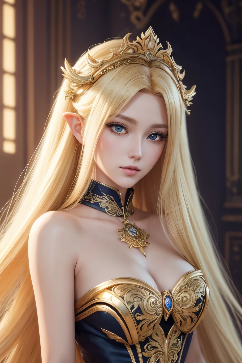 a close up of a woman with long blonde hair, ornate long flowing blonde hair, anime barbie doll, beautiful fantasy art portrait, elegant cinematic fantasy art, imperial and elegant hair style, ornate long blond hair, the sailor galaxia. beautiful, very beautiful elven top model, steampunk beautiful anime woman, ornate detailed hair, realistic anime 3 d style, very beautiful fantasy art