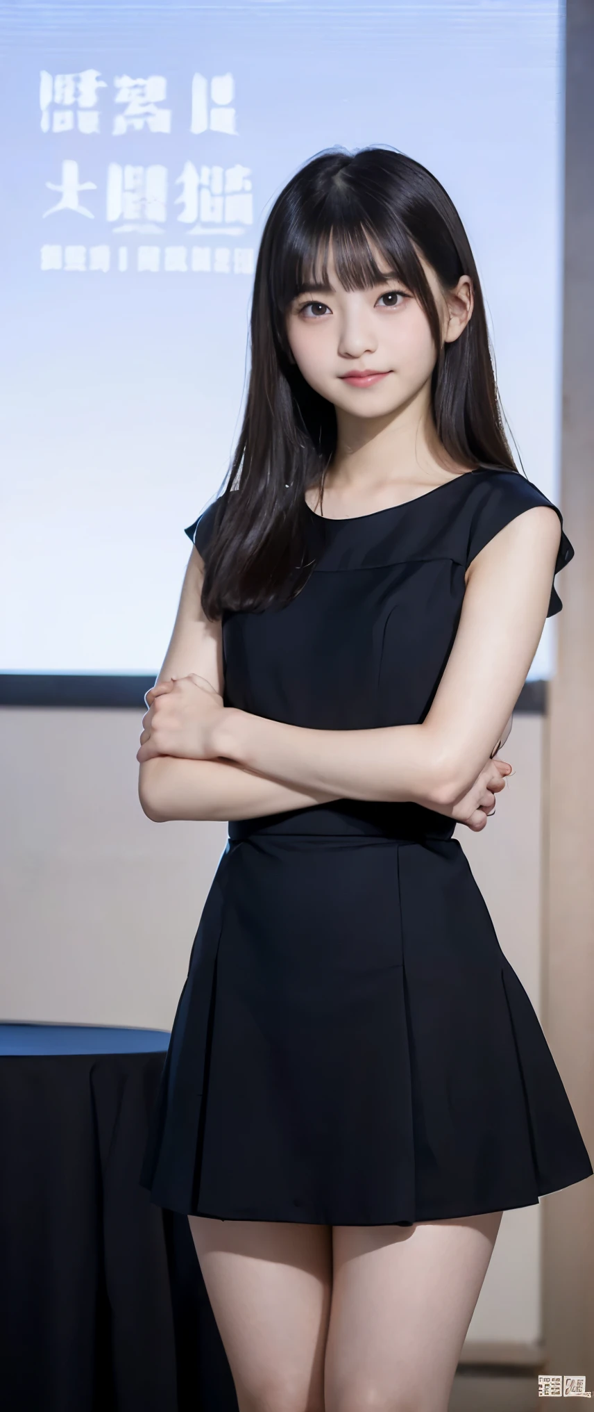 ((Perfect Anatomy:1.3)、(Complete Hand:1.3)、Realistic、RAW Photos、Tabletop、highest quality、High resolution、Delicate and beautiful、Perfect Face、Beautiful details、Fair skin、Real human skin、pores、((Thin legs))、(Black Hair):1.2), 8k, 12才のFull nudityの女の子, 85mm,公式AR RAW Photos, スーパースリムなスレンダーbeautiful girl, (Navy blue short skirt、下Half BodyFull nudity、Short sleeveの白シャツ、Show me your ears、Naked girls photoshoot、Full nudity, Cute face, close, Half Body, Bio Race, Gardenia, beautiful girl, , Thighs, Short sleeve, Station platform、 Looking at the audience, No makeup, (Big smile), Film Grain, chromatic aberration, Sharp focus, Face Light, Bright lighting, 10 generations, Detailed face, Background blur, (Dark red tie:1.1)、((((((12-year-old girl))))))、((((((12才のFull nudity女子高生)))))、Narrow waist、Embarrassing pose、Shy and nervous girl、 Sad face