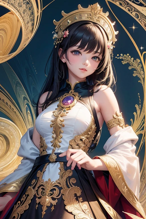 (masterpiece, highest quality, highest quality, Official Art, beautifully、aesthetic:1.2), (One girl:1.3), (Fractal Art:1.3),
