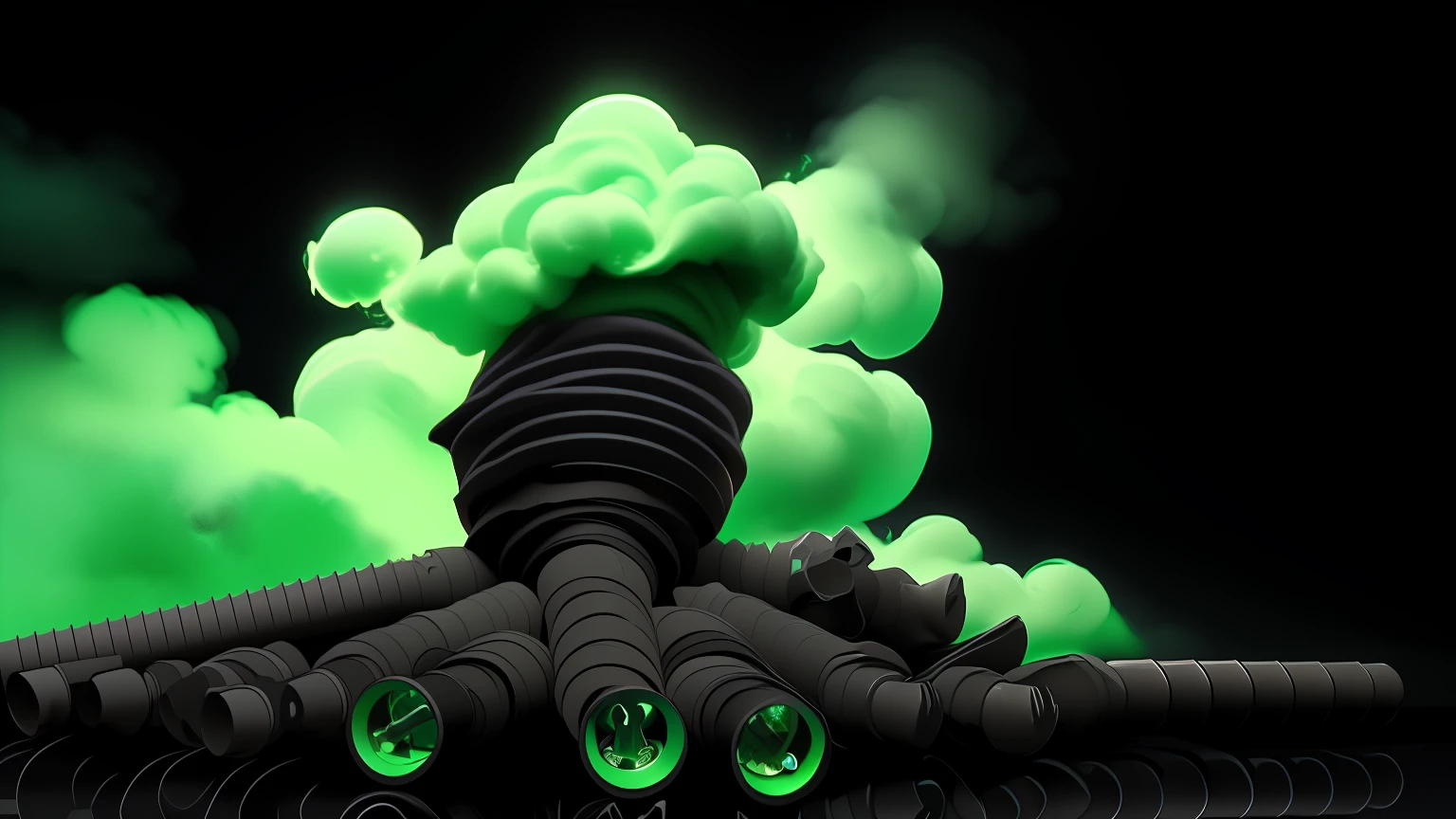 screw, black background, green smoke, 2d cartoon, high resolution, valorant art