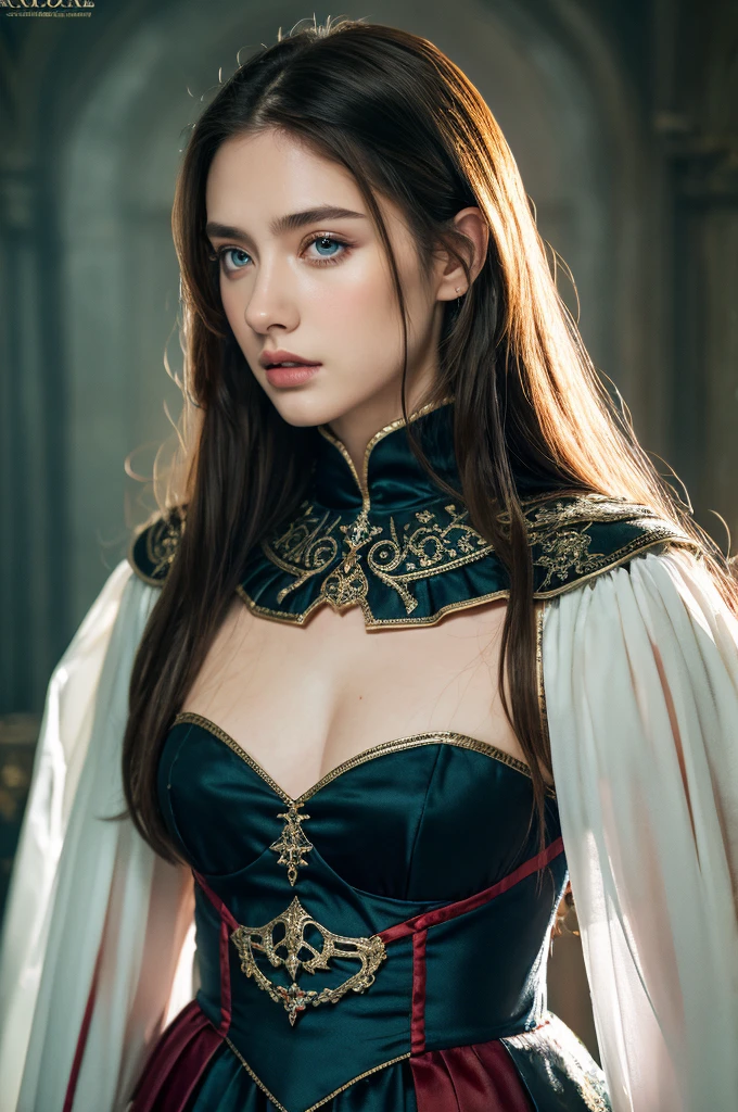 ( masterpiece, top quality, best quality,8k,17 years old girl,ultra detailed,raw photo:1.5),(photorealistic:1.4),(cinematic lighting), PerfectNwsjMajic, , Surrealism, UHD, ccurate, Super detail, textured skin, High detail, Best quality, dynamic angle, (high nose,White skin),[Beautiful blue eyes],[flat chest:large breasts:0.5],(1girl),(good anatomy:0.5)),a woman in a dress with a sword, a beautiful fantasy empress, ((a beautiful fantasy empress)), beautiful fantasy maiden