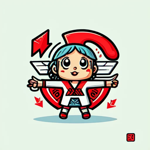 （Up Arrow）、Flat illustration、Vector art,anime taste、Logo
