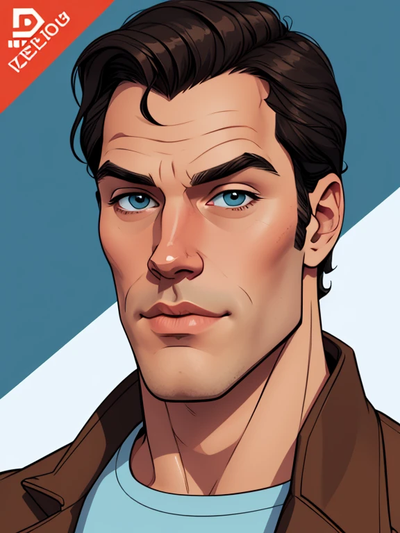 Cartoon style digital illustration portrait mode man in his 30s Henry Cavill Cartoon style digital illustration 