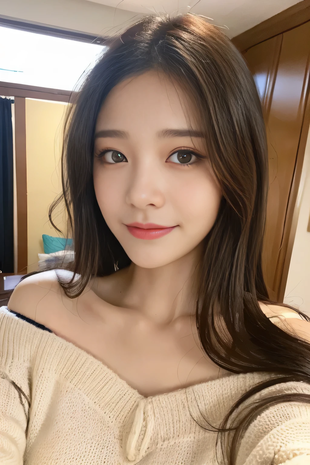 ((highest quality, 8K, masterpiece:1.3)), concentrated:1.2, Perfect body beauty:1.4, Hips:1.2, ((Delicate Hair)), (Brightly colored V-neck drop-shoulder sweater dress、 :1.1) , ((highest quality、8K、masterpiece:1.3))、1 Girl、A sloppy smile、Esbian all over、Slim face、Big 、Beautiful woman、(Dark Brown Hair)、Flickering Valley、Detailed eyes、double eyelid、Blurred Background、超Slim face、Looking down、garden、