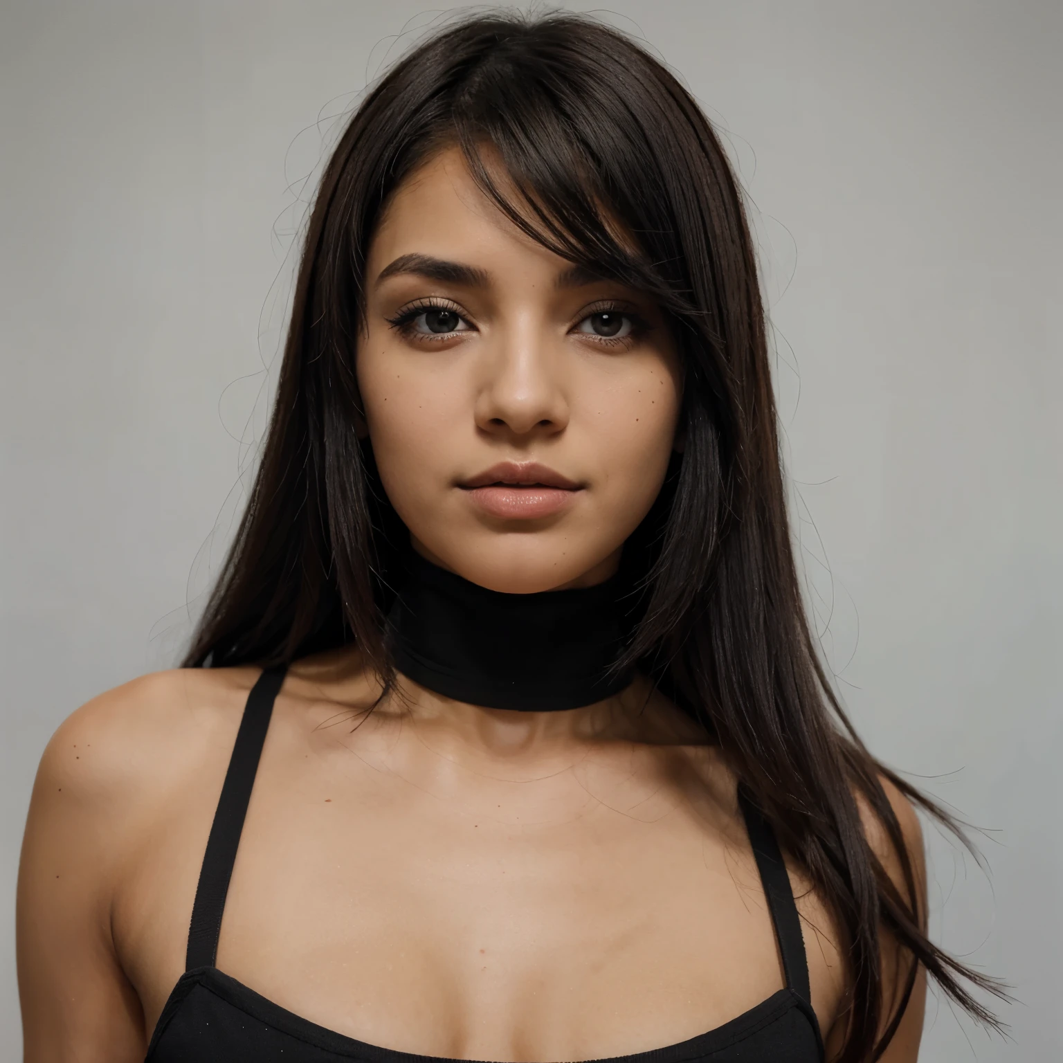 Black hair, brown eyes, Italian American sexy girl portrait face