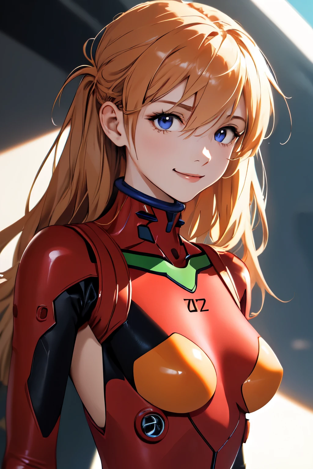 (masterpiece, highest quality), One girl, Beautiful Face, Beautiful body, souryuu_Asuka_Langley, Plug Suit, Bodysuits, Interface Headset, red Bodysuits, Hair between the eyes, Pilot Suit,((Show your whole body:1.5)), smile