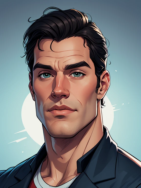 Cartoon style digital illustration portrait mode man in his 30s Henry Cavill Cartoon style digital illustration 