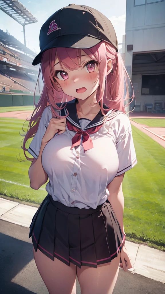 masterpiece,best quality,cowboy shot,solo,1girl,mlppinkiepie,smile:0.5,looking at viewer,cheerleader uniform,pleated miniskirt,  sitting on bleachers, legs spread, up skirt, flashing tits, lifting shirt up, bare breasts, visible nipples, (upper body), 18 year old woman,large nipple-piercing, nipple rings, exposed breasts, cheerleading uniform, cheerleader sweater, flashing pussy, upskirt, pleated miniskirt, Masterpiece, best quality, 1girl, shirt lift, pussy, sexy, realistic