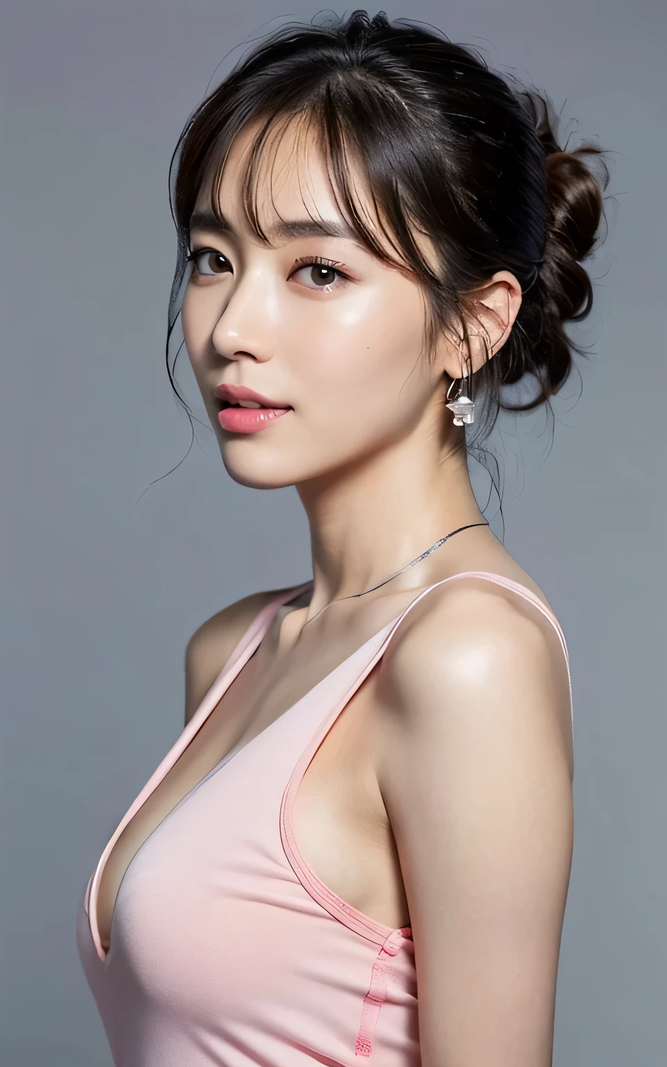 very detailed Cg Unity 8K wallpaper, highest quality, Very detailed, masterpiece, Actual, Photorealistic images, very detailed cute girl, 20-year-old, Round eyes, blush, Open your lips, whole body , Underarm ,

(Dress up in a sexy fluorescent nurse outfit:1.2),
Eco and bright background,

Narrow shoulders, Beautiful clavicle, Thin arms, Long, slender legs, Small Ass, No bra, 
Ultra-detailed skin, Fair skin, Glossy Skin, Ultra detailed face, 
Slim face contour, Beautiful small face, Beautiful lined nose, 
Ultra-detailed eyes, Slit eyes, Brown eyes, Ultra-thin eyebrows, Thin, long eyelashes, 
Ultra-detailed lips, Plump and moisturized lips, glossy pink lips, Flushed Cheeks, ((White beautiful teeth)), 
Beautiful actress&#39;s ennui makeup, Pink lipstick, 
Dark Brown Hair, Delicate soft hair, Hair blowing in the wind, 
(Put your hair up, Medium Short Hair, ponytail:1.2), 
Layered Cut, (Blunt bangs:1.2), 
((Gorgeous Earrings, Silver Necklace)), 
Cute smile, Mouth half open, A dreamy look, ((Staring at the viewer)), 
(((Photorealism,Shooting the whole body from the thighs:1.2))), ((The body is facing sideways)), 
Dynamic Lighting, 