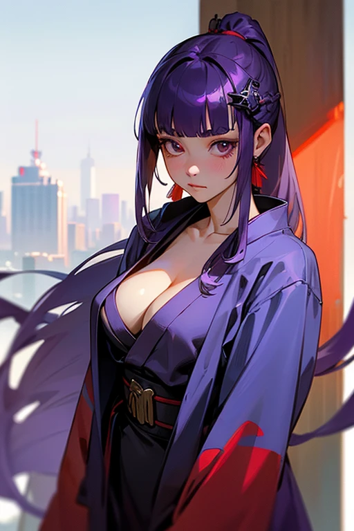 ((Sexy Hentai)), A sticker featuring a stylish ((female)) Geisha/Samoan Rapper with fabulous cornrows hairstyle and gangsta-themed accessories | wearing a Hoodie, purple gold (complementary color scheme), rim lights, anime illustration, UE5 Render