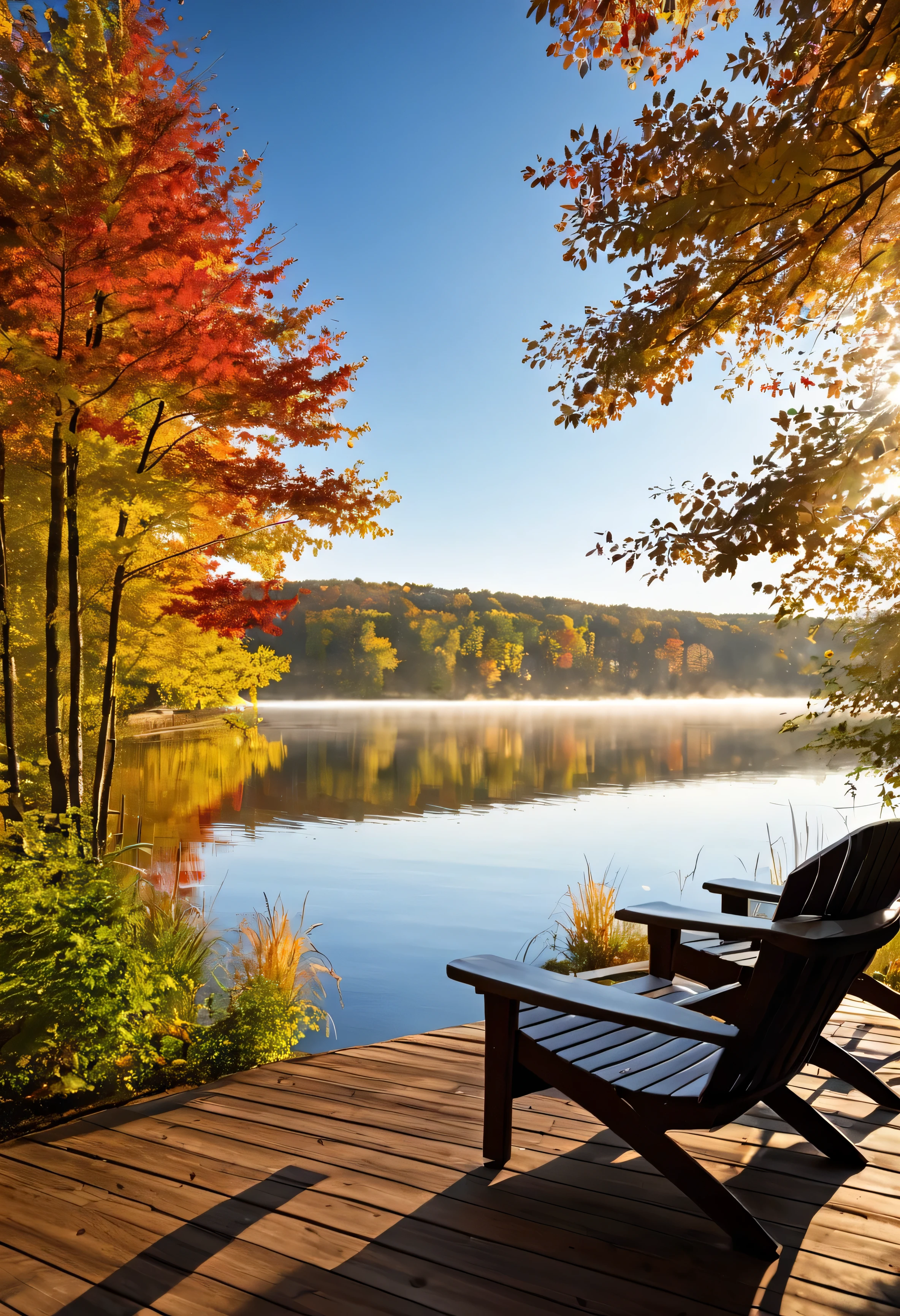 lake morning autumn view from the porch wide format