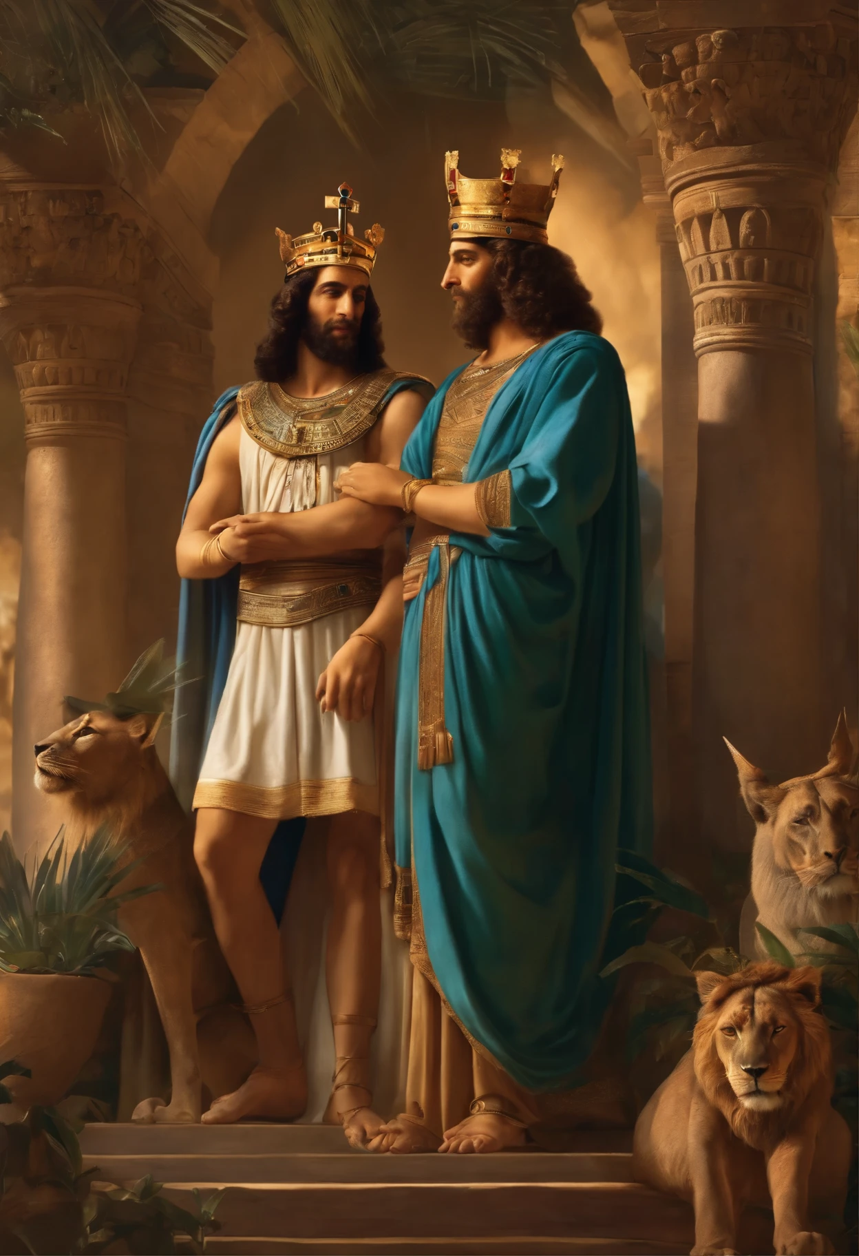 Picture of a prince from egypt talking to his father