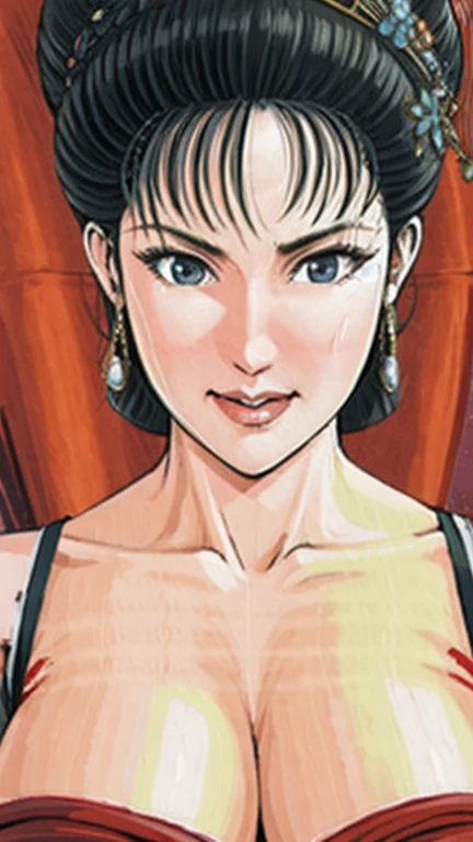 (best quality), (very aesthetic), (ultra-detailed), (best illustration),NSFW,a mature female,Perfect Face,Suikoden,Mrs. Lin,(full_nude),(full_body),big breast,big nipple,red cheek,(troubled face),Sweating,skinny, take off chinese traditional clothes,chinese traditional style bed,Breastfeeding a baby