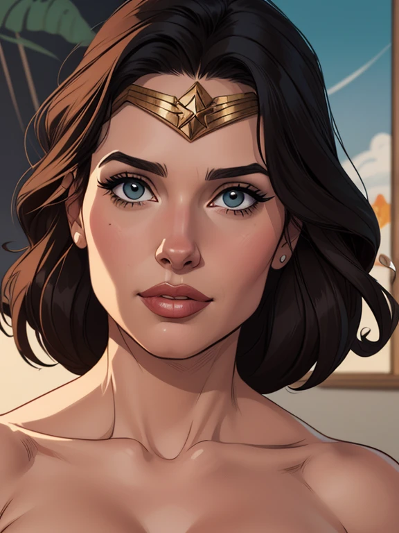 estilo de desenho animado:1.2), vestindo o uniforme da mulher maravilha  Geena Davis  s Mulher brasileira desenho ART Artline mulher  Imagem cartoon de uma mulher , roupas sensuais , garota super valente destemida , Ilustra??o estilo desenho animadocabelo preto ondulado, estilo de arte dos desenhos animados, estilo de arte dos desenhos animados, digital illustration style, design de personagens altamente detalhado, arte digital detalhada fofa, Fan art horror character design portrait, black curly hair digital illustration beautiful high quality portrait, arte em quadrinhos, retrato do design do personagem, Busty naked medium breasts cartoon style female character Geena Davis wearing wonder woman uniform 