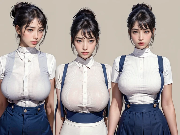 超actual，Reality，actual，30-year-old Korean woman，(Face the audience head-on)，Sunlight，in the shadows，Japan，bathroom，toilet，wash basin，(dynamic poses)，(above knee)(portrait)((Looking forward to the arrival of the audience))，((Japan女高中校服，student，sling:1.5))，(The perfect body proportions under the school uniform，，Slim waist，Buttocks enlargement:1.5)，满头大Sweat,full body Sweat ribbon，Bright brown hair，8K original image，High resolution， Guy with cool expression,，Beautiful eyes in every detail，long eyelashes，beautiful double eyelids，Narrow your eyes，(open mouth，pant，Breathe through your mouth)，evil look，Smile，casual short hair，hair on back of head,ribbon，interesting，empty，Dark brown hair，earrings，Long hair with bangs，满头大Sweat，Sweat，Face the audience head-on，barefoot