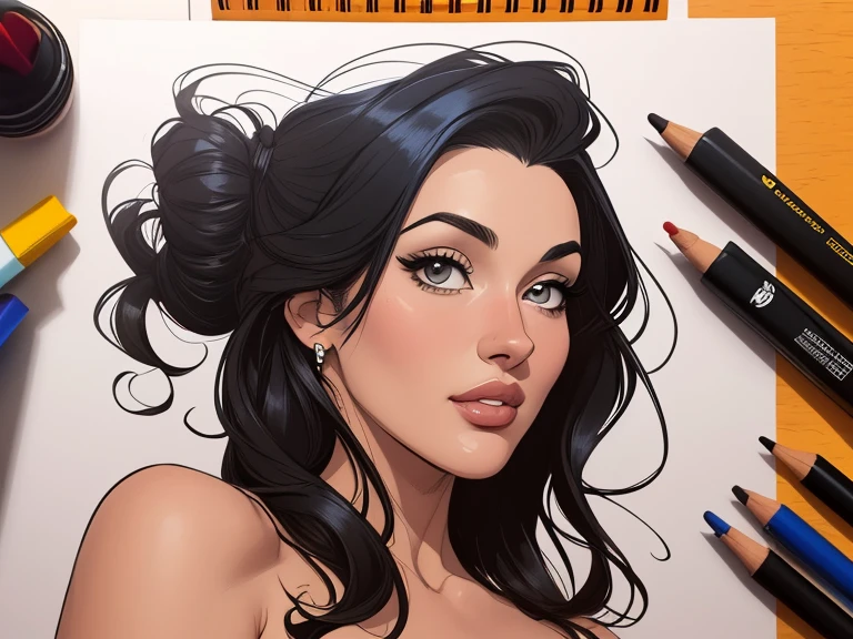 estilo de desenho animado:1.2), Monica Bellucci Mulher brasileira desenho ART Artline mulher fundo branco Imagem cartoon de uma mulher , roupas sensuais , garota super valente destemida , Ilustra??o estilo desenho animado, estilo de arte dos desenhos animados, estilo de arte dos desenhos animados, digital illustration style, design de personagens altamente detalhado, arte digital detalhada fofa, City fan art, design de personagem retrato, beautiful digital illustration, retrato de alta qualidade, arte em quadrinhos, retrato do design do personagem, white background Busty without clothes and medium breasts cartoon style female character dressed as a Halloween witch Monica Bellucci