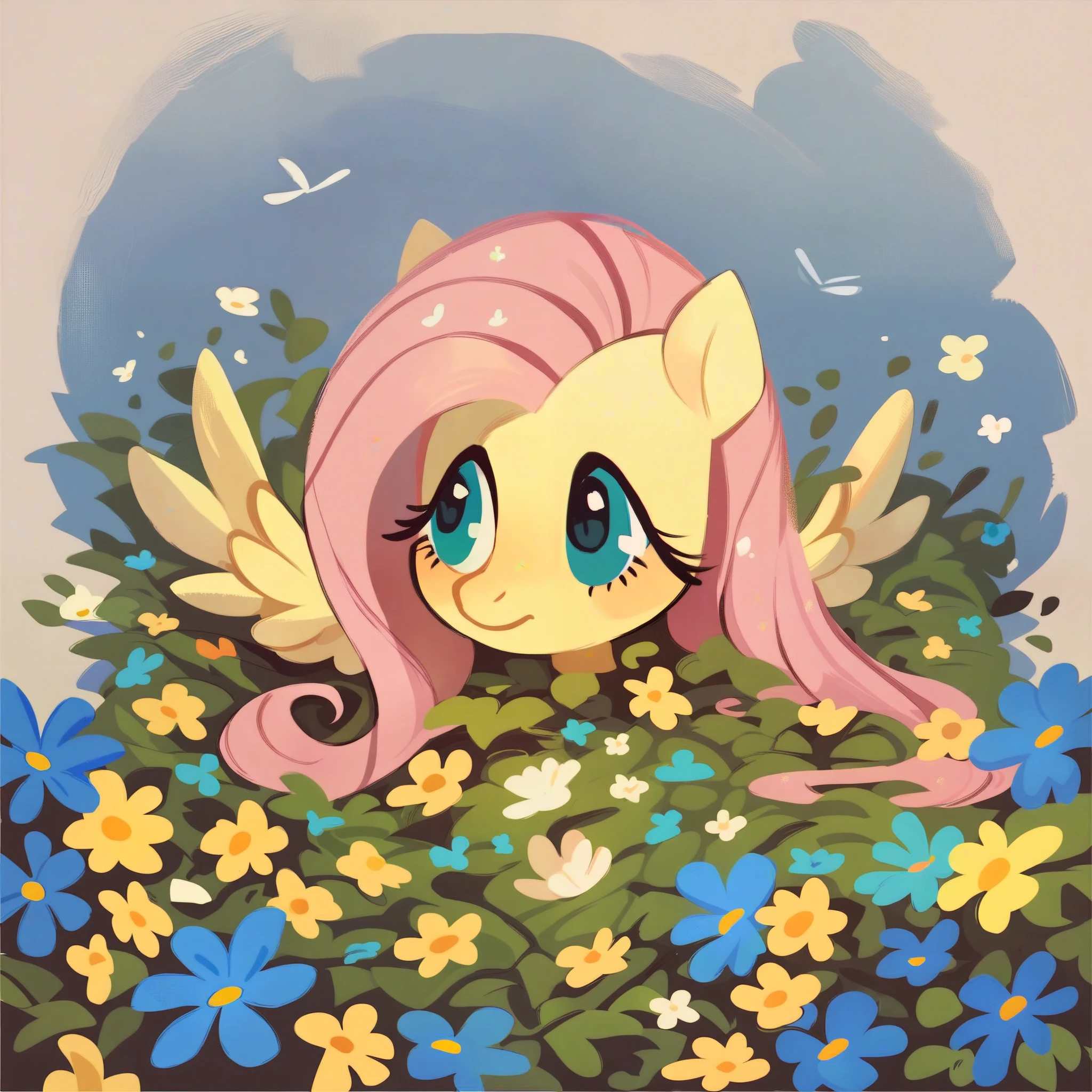 score_9, score_8_up, score_7_up, score_6_up, score_5_up, score_4_up, rating_safe, Fluttershy, flowers,epic,character focus