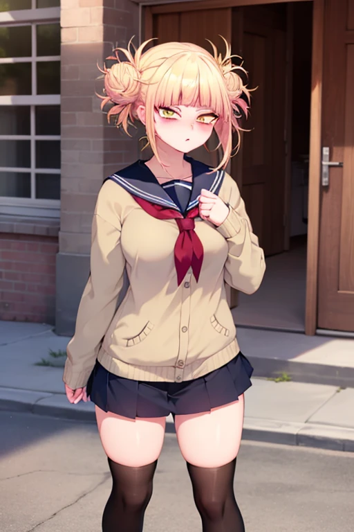 Masterpiece, best quality, one girl, delicate eyes, nice face, sailor uniform, standing, pose with sword, (black socks: 1.4), brown loafers, 8k