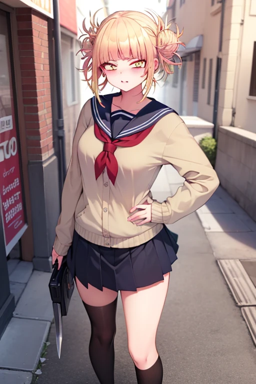 Masterpiece, best quality, one girl, delicate eyes, nice face, sailor uniform, standing, pose with sword, (black socks: 1.4), brown loafers, 8k