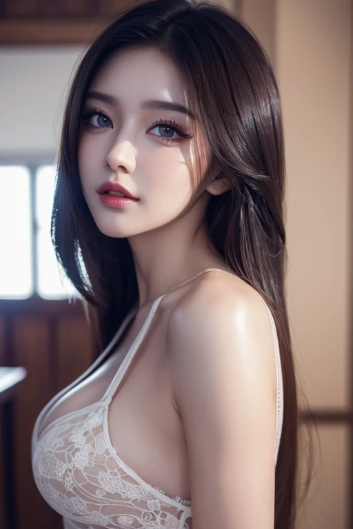 girl, high quality, Very detailedな, Crazy Details, 4k quality (Cinematic digital artwork: 1.3), high quality, 最high qualityの, Very detailed, shape, [4k digital art]、 Indiasug nr, (Sharp focus: 1.5), Written boundary depth, Bokeh, 4k 、High resolution, Very detailedな, Highly detailed CG Unity 8k wallpaper, Realistic, Photorealistic, Raw photo, beautiful and Detailed face, White skin, Realistic glowing skin, Detailed hair texture, Perfect body, Healthy Body、big breasts, Beautiful Face, Acura, Anatomically correct, highly Detailed face, Eye and skin texture, Natural neck length, (Beautiful Eyes), (Beautiful Hands), (Glowing Skin:1.2), (Beautiful feet), Thin legs, knowledgeable person、Detailed face、Detailed Background、 (Live Action、Intricate details)、 Dramatic Compensate、Compensate、eye make up、eyeliner、eye shadow、Lilac Contact Lenses、Selfie、Wide Shot