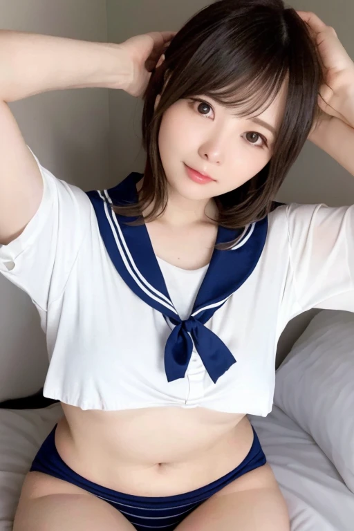 ((highest quality)), ((masterpiece)), (detailed), Perfect Face、Shiraishi Mei、Sailor suit、In underwear