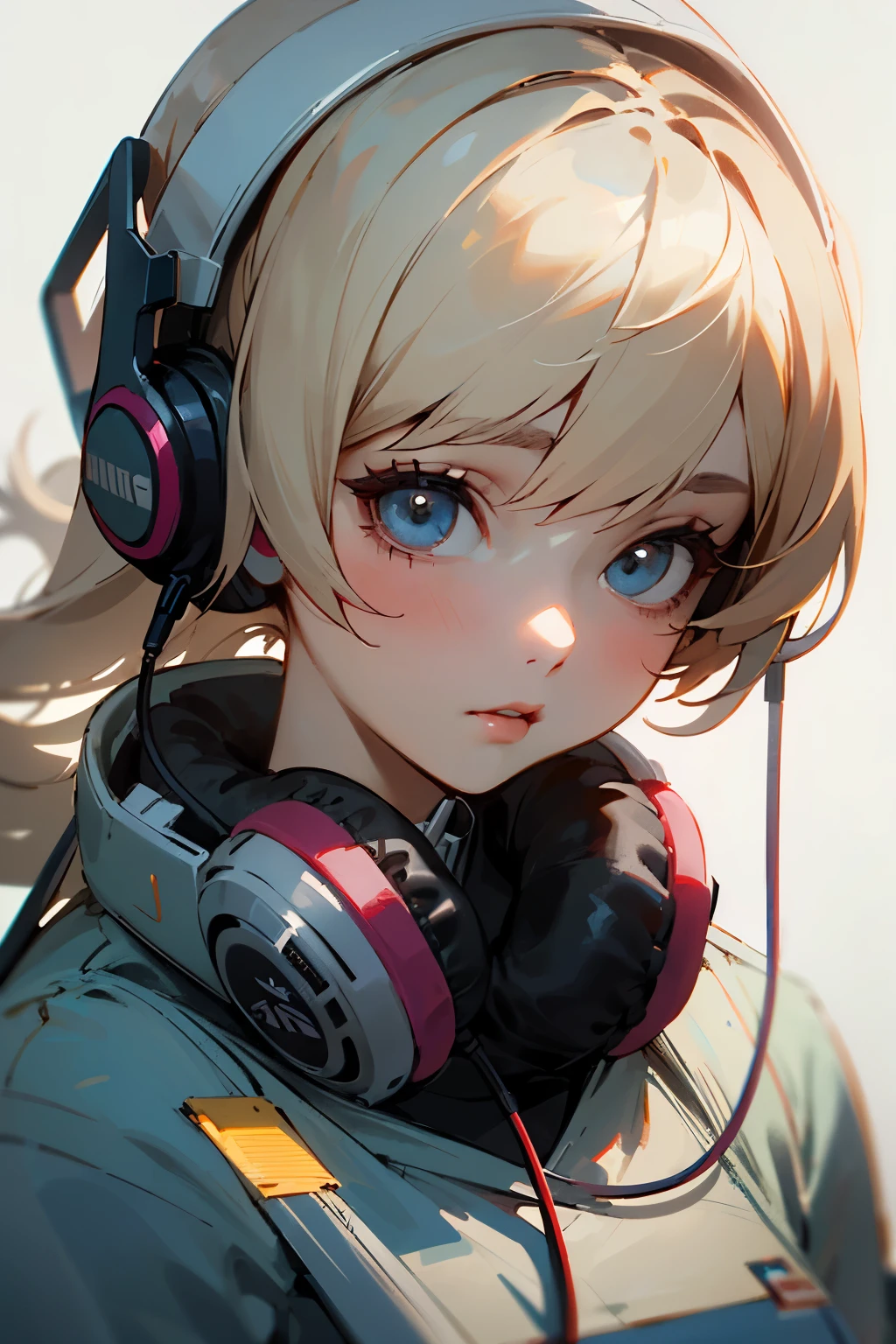 ((best quality)), ((masterpiece)), (detailed), A beautiful girl wearing headphones and listening to music。