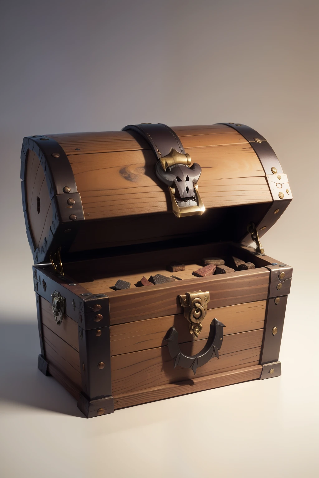 A quirky and intriguing treasure chest, boasting a toothy grin. Its mouth is wide and jagged, adorned with sharp, gleaming teeth. A long and agile tongue extends from its mouth, flicking in and out playfully. This unusual treasure chest exudes an air of mischief and intrigue, as if it's eager to share its hidden riches with the brave and curious alike.